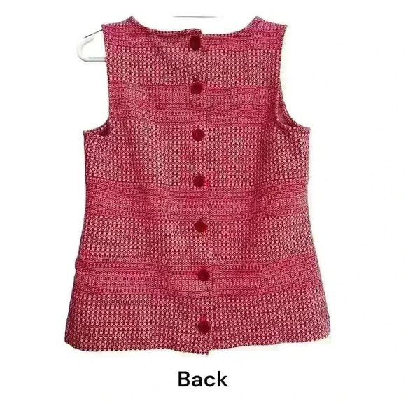 Banana Republic Dark Pink Geometric print Button Up Back Sleeveless Tank Sz SM - Picture 2 of 8